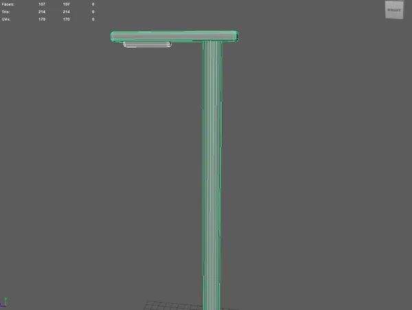 Streetlamp LOD0 wireframe in Maya